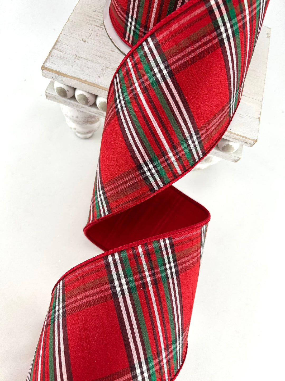 Farrisilk Red, Black, & Emerald Christmas Plaid Wired Ribbon - 4" - Greenery MarketWired RibbonRM003-14
