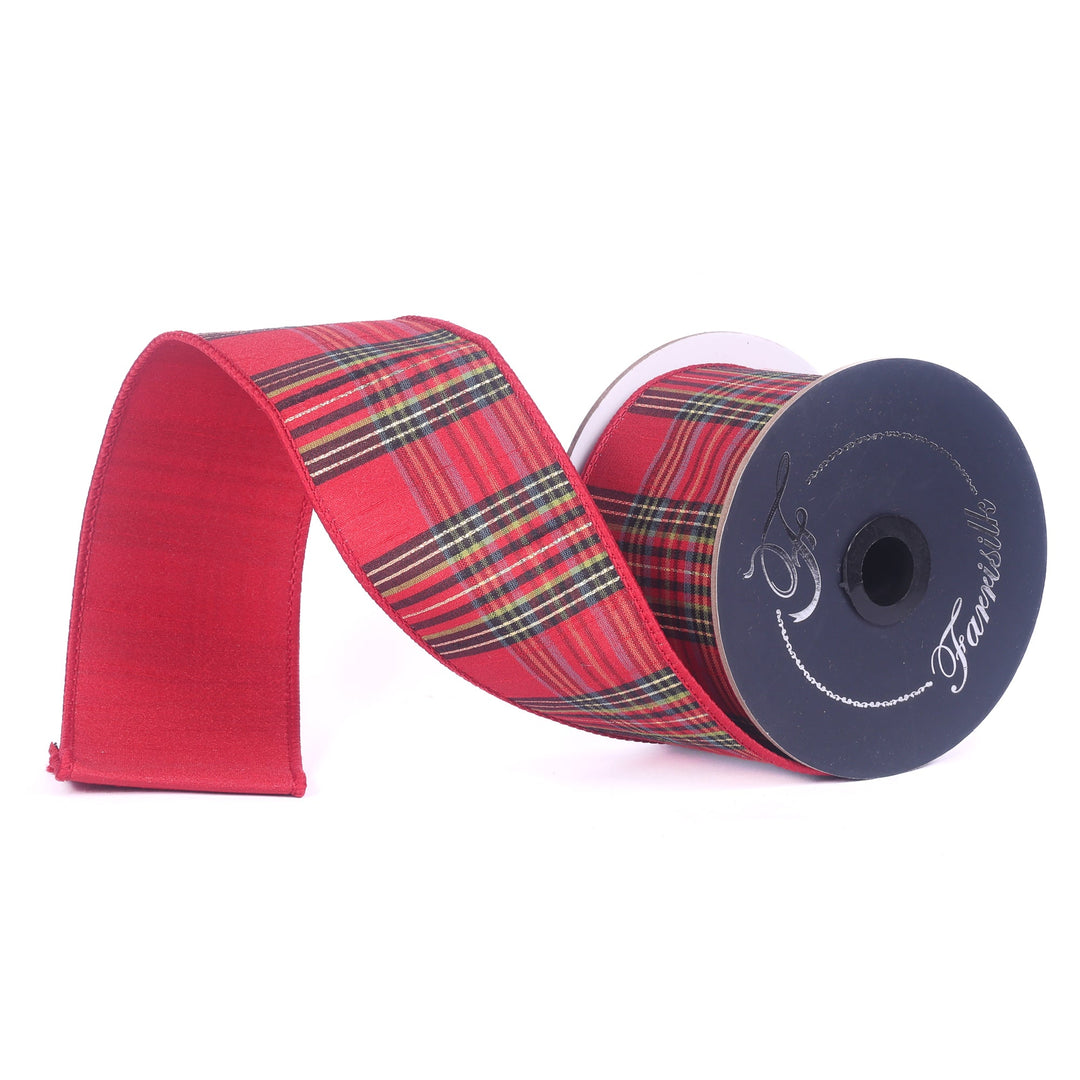 Farrisilk Red Christmas Plaid Wired Ribbon - 2.5" - Greenery MarketWired RibbonRM002-28