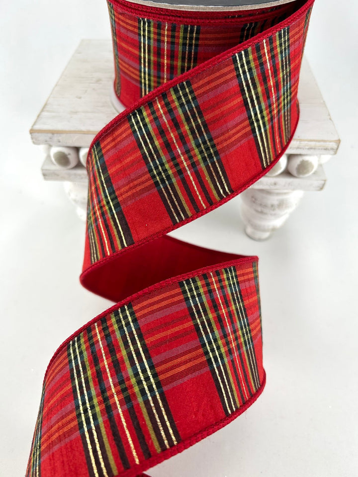 Farrisilk Red Christmas Plaid Wired Ribbon - 2.5" - Greenery MarketWired RibbonRM002-28