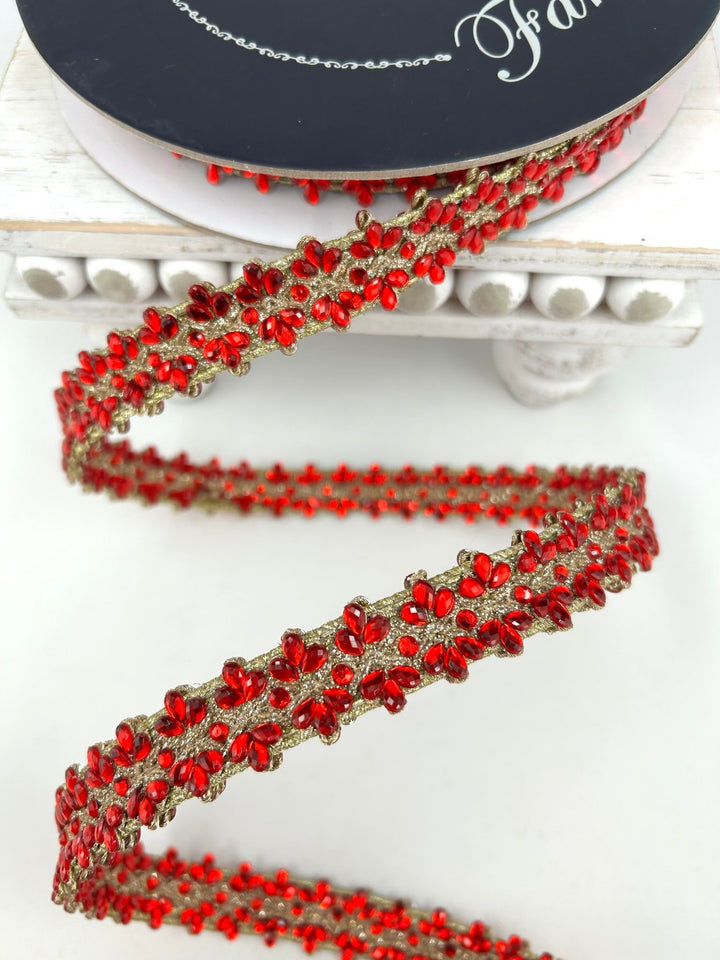Farrisilk Red Double Decadence Wired Ribbon - .75" - Greenery MarketWired RibbonRK883-02