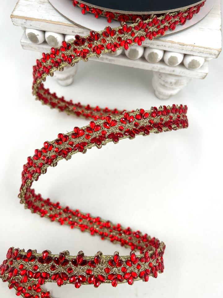 Farrisilk Red Double Decadence Wired Ribbon - .75" - Greenery MarketWired RibbonRK883-02
