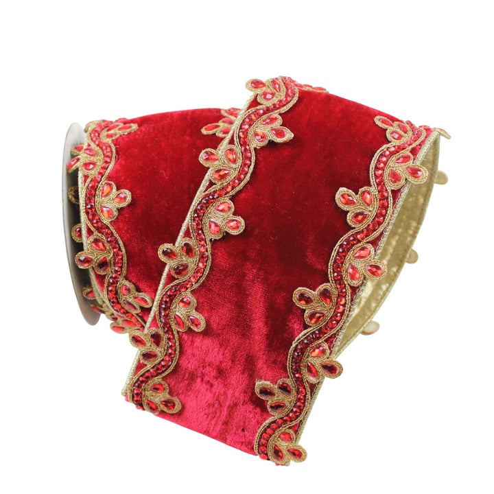 Farrisilk Red Forever Rubies Wired Ribbon - 4" - Greenery MarketWired RibbonRG772-02