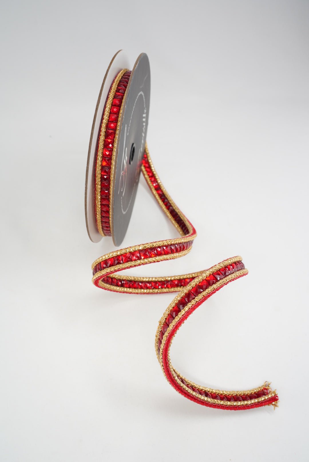 Farrisilk Red Gemstone Garland Wired Ribbon - .75" - Double Sided - Greenery MarketWired RibbonRK898-02