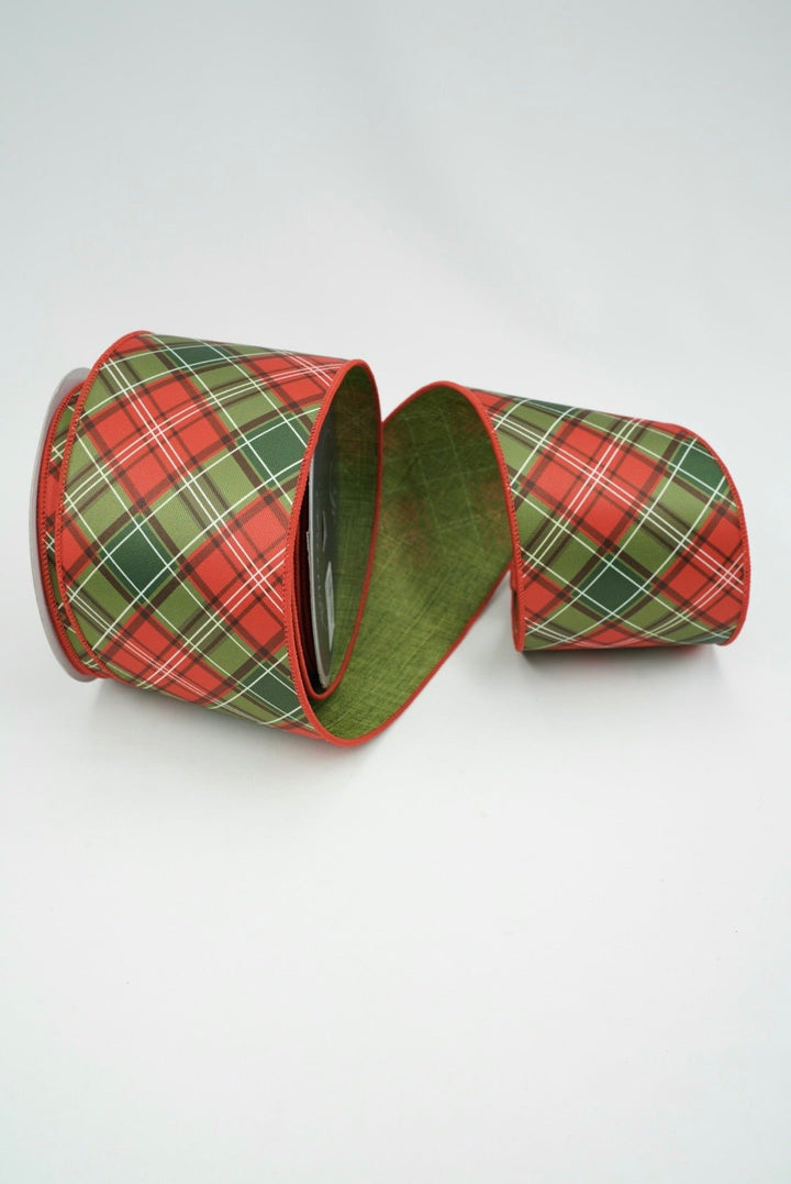 Farrisilk Red & Green Scotty Plaid Wired Ribbon - 4" - Greenery MarketWired RibbonRA993-48