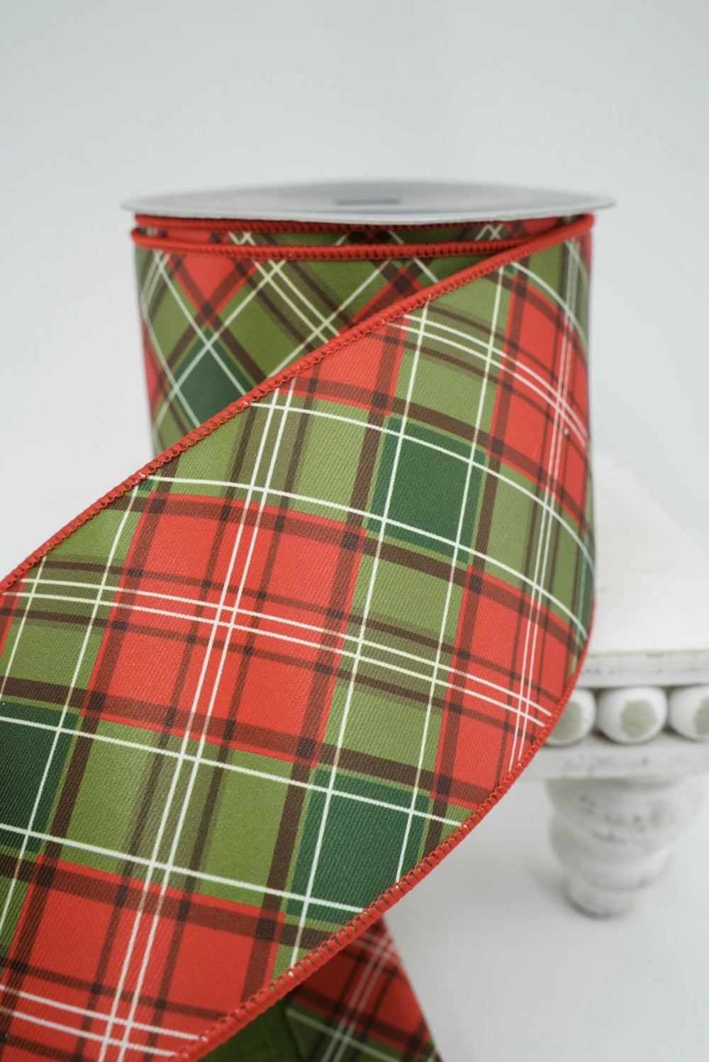 Farrisilk Red & Green Scotty Plaid Wired Ribbon - 4" - Greenery MarketWired RibbonRA993-48