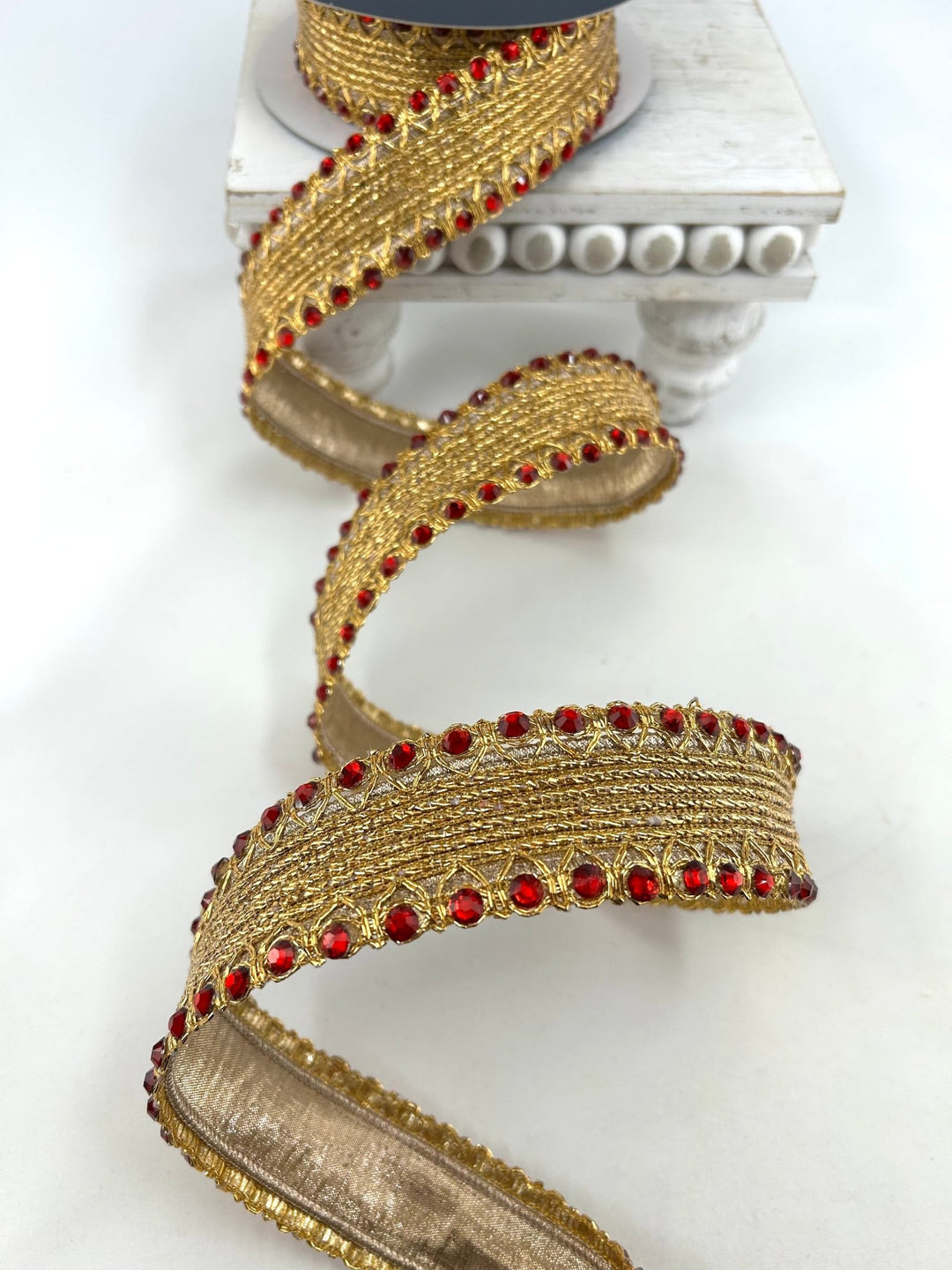 Farrisilk Red Jeweled Cadet Wired Ribbon - 1.5" - Greenery MarketWired RibbonDR002-02