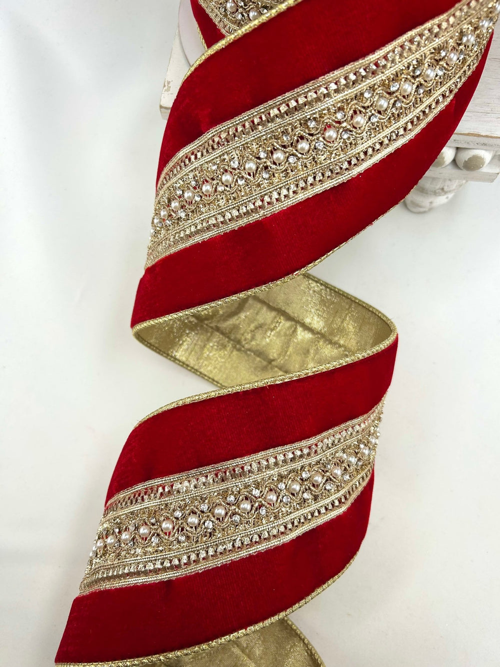 Farrisilk Red Maison Ruban Wired Ribbon - 4" - Greenery MarketWired RibbonRK958-02