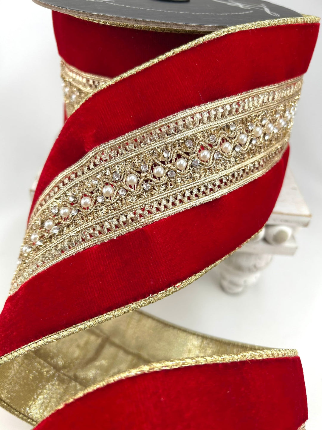 Farrisilk Red Maison Ruban Wired Ribbon - 4" - Greenery MarketWired RibbonRK958-02