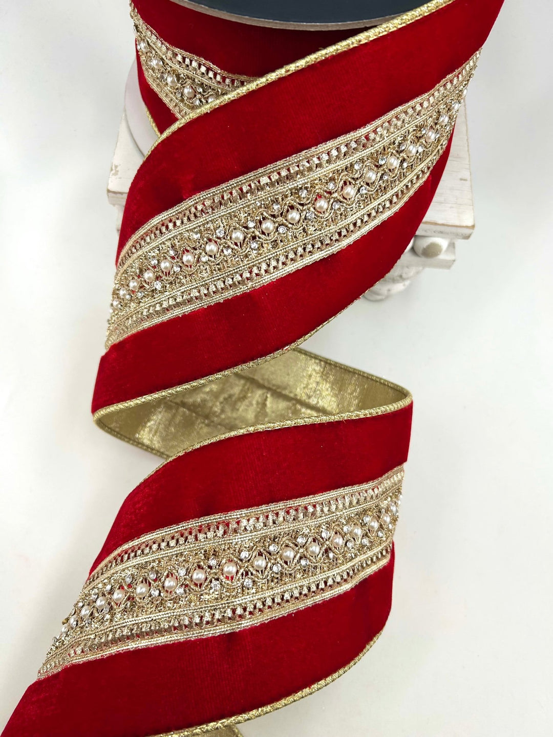 Farrisilk Red Maison Ruban Wired Ribbon - 4" - Greenery MarketWired RibbonRK958-02