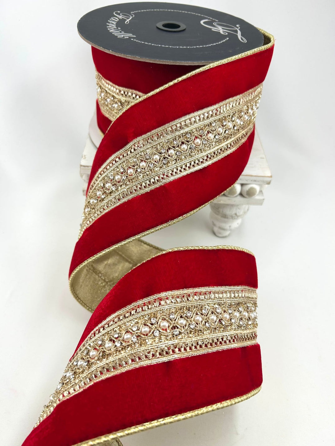Farrisilk Red Maison Ruban Wired Ribbon - 4" - Greenery MarketWired RibbonRK958-02