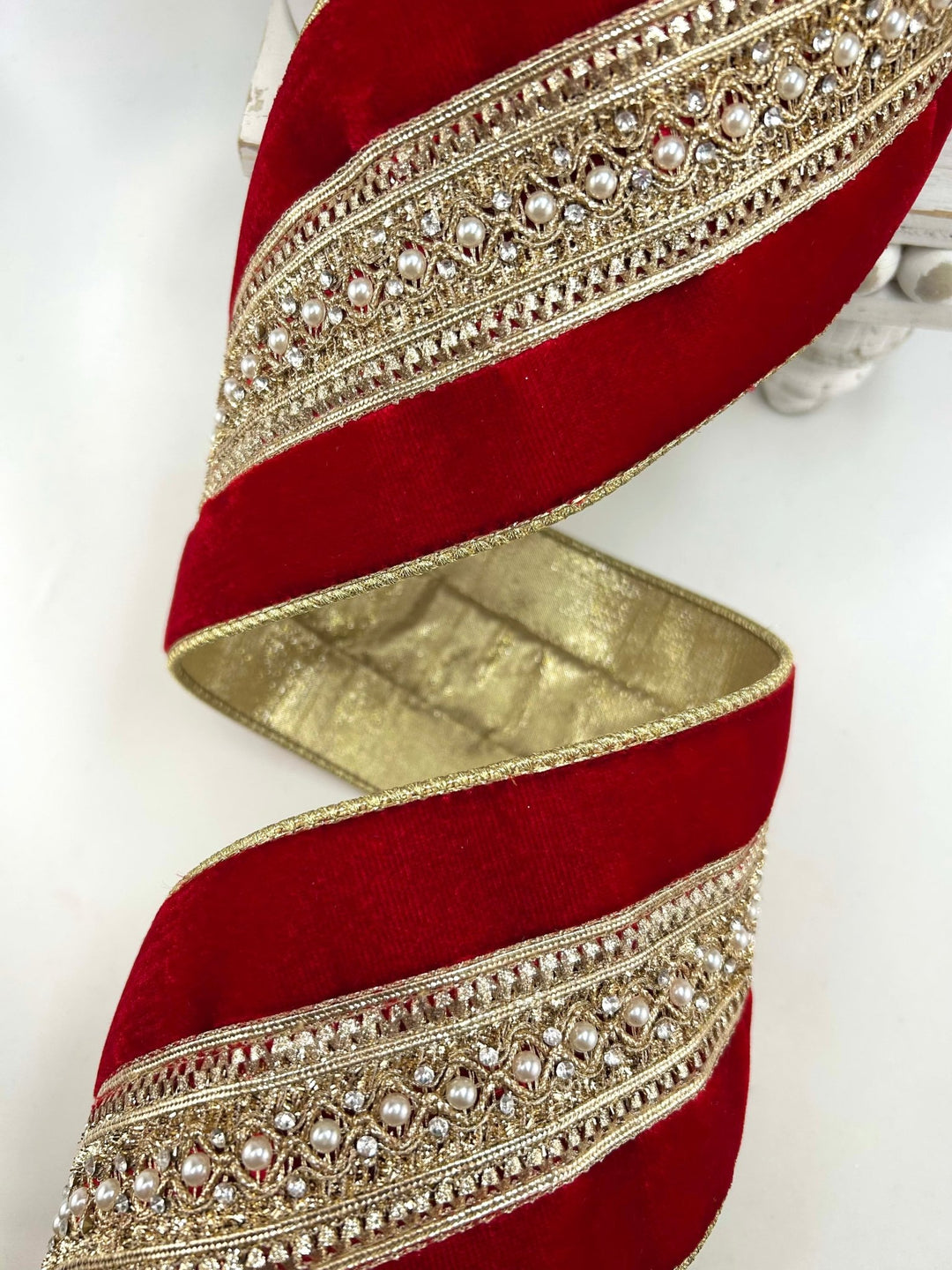 Farrisilk Red Maison Ruban Wired Ribbon - 4" - Greenery MarketWired RibbonRK958-02