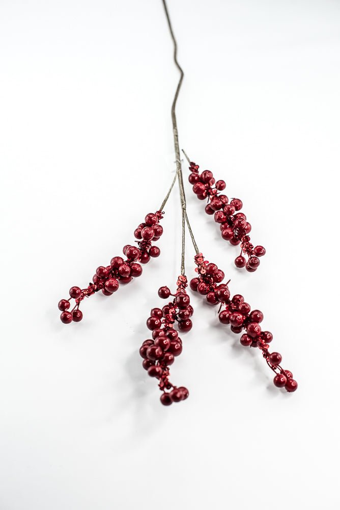 Farrisilk Red Pearls Spray - 30" - Greenery MarketCF001-02