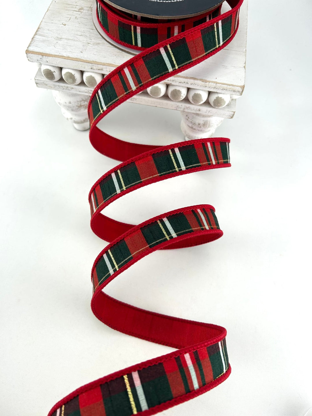 Farrisilk Red, Pine, & Multi Christmas Plaid Wired Ribbon - 1" - Greenery MarketWired RibbonRM001-29