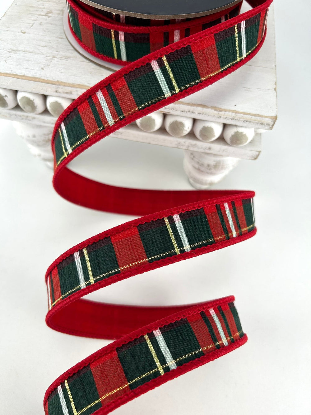 Farrisilk Red, Pine, & Multi Christmas Plaid Wired Ribbon - 1" - Greenery MarketWired RibbonRM001-29