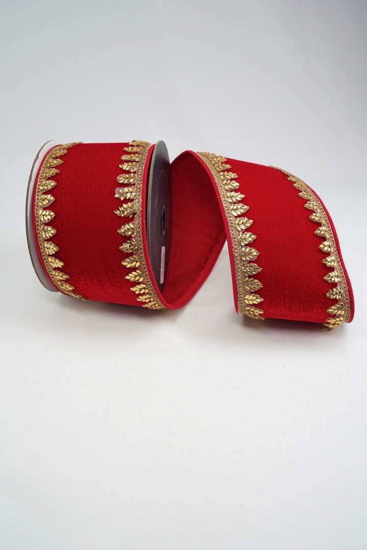 Farrisilk Red Pinyon Jewel Wired Ribbon - 4" - Greenery MarketWired RibbonRK968-02