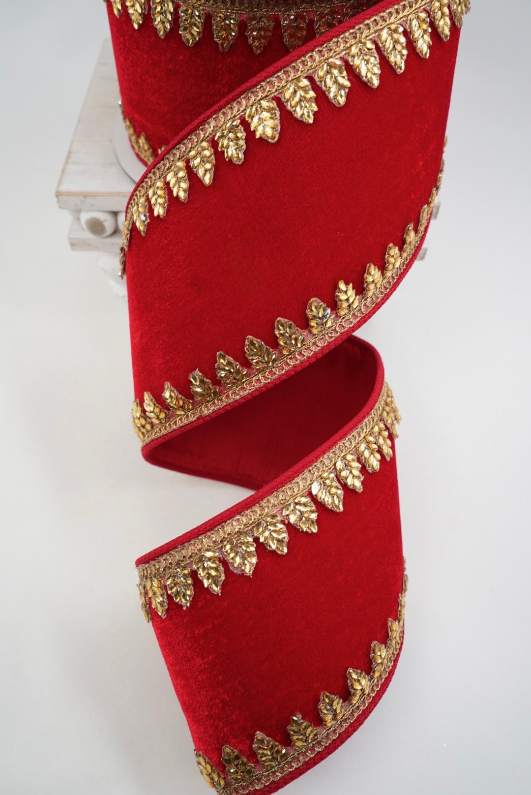 Farrisilk Red Pinyon Jewel Wired Ribbon - 4" - Greenery MarketWired RibbonRK968-02