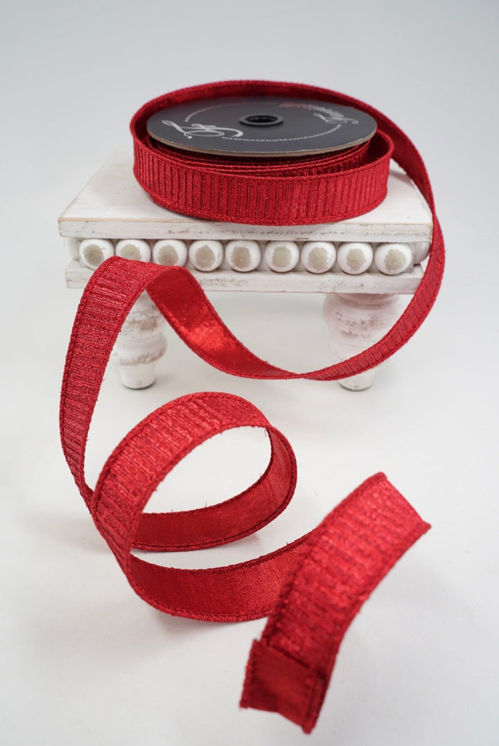 Farrisilk Red Pleated Metallic Wired Ribbon - 1" - Greenery MarketWired RibbonRK437-02