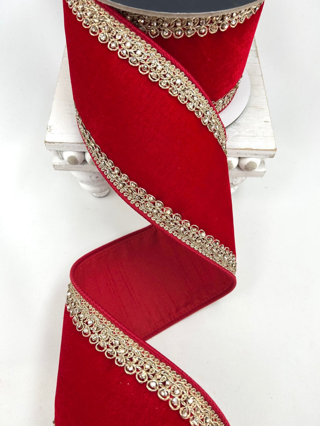 Farrisilk Red Plush Topaz Wired Ribbon - 4" - Greenery MarketWired RibbonRJ011-02
