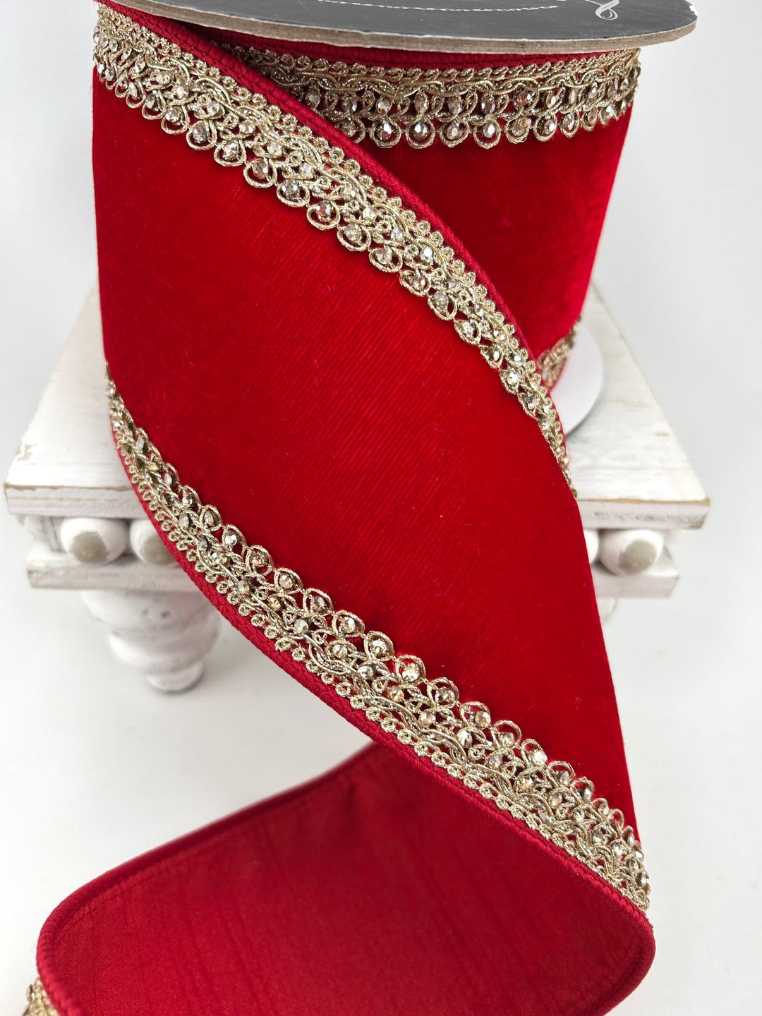 Farrisilk Red Plush Topaz Wired Ribbon - 4" - Greenery MarketWired RibbonRJ011-02