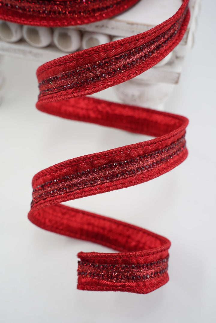 Farrisilk Red Semiprecious Wired Ribbon - .75" - Greenery MarketWired RibbonRK811-02