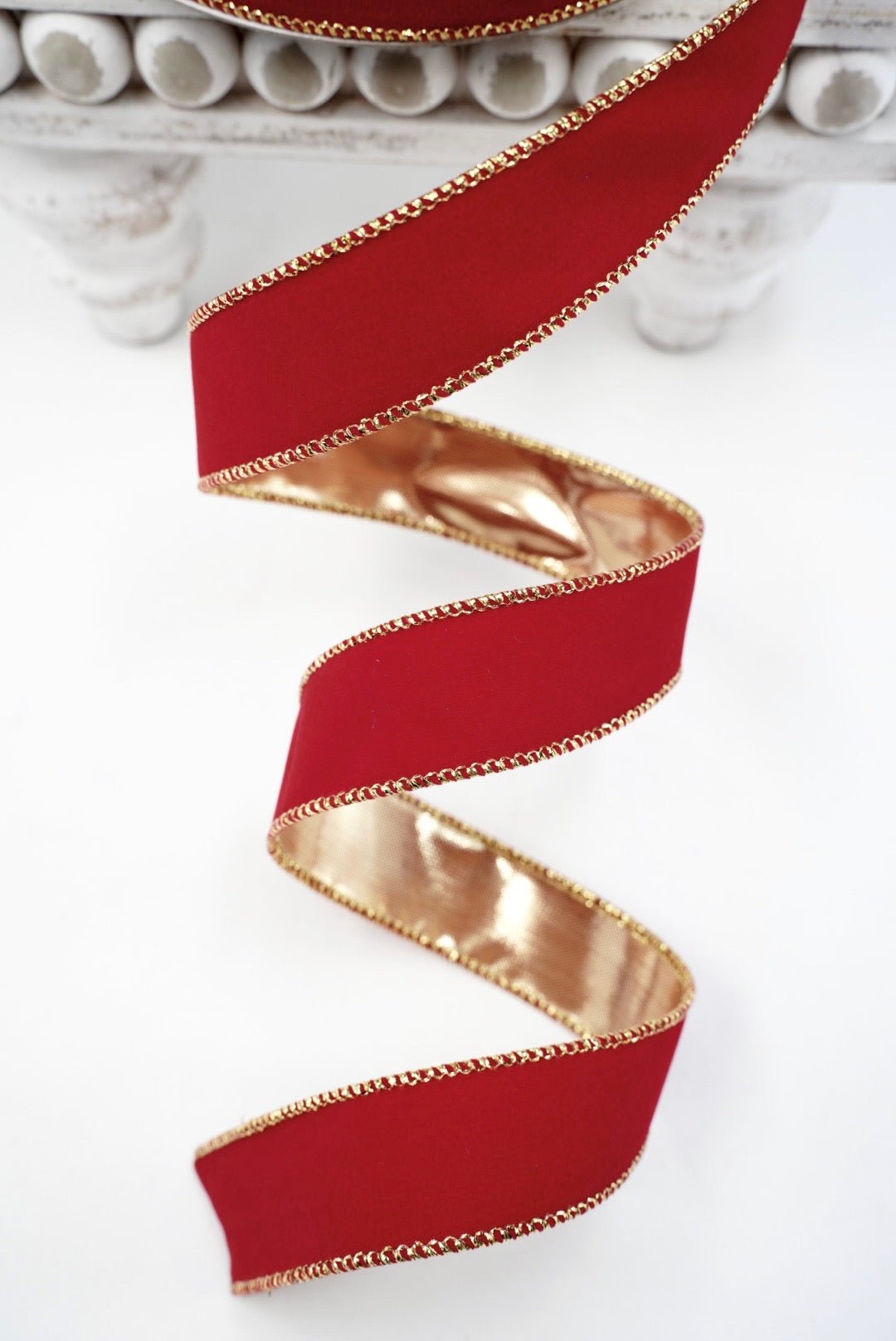 Farrisilk Red Suede Velvet Wired Ribbon - 1" - Greenery MarketWired RibbonRS290-02