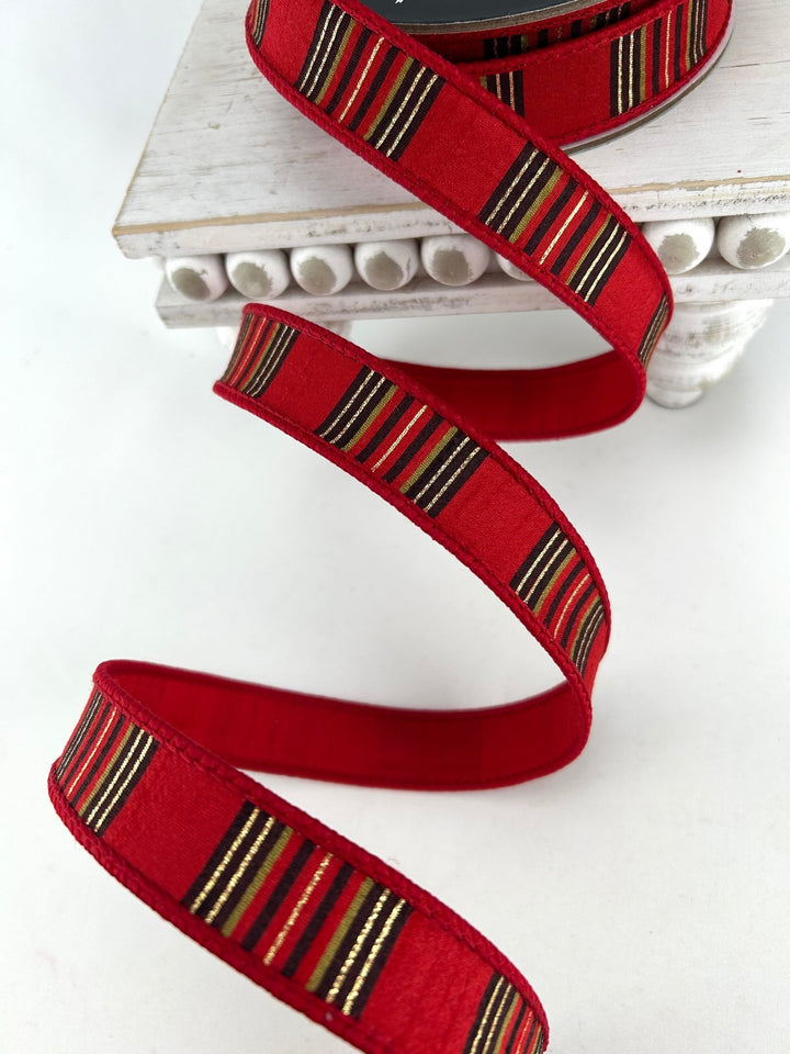 Farrisilk Red Tartan Christmas Plaid Wired Ribbon - 1" - Greenery MarketWired RibbonRM001-28
