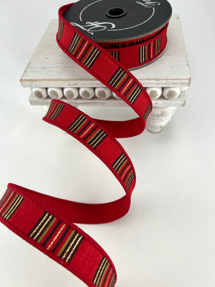 Farrisilk Red Tartan Christmas Plaid Wired Ribbon - 1" - Greenery MarketWired RibbonRM001-28