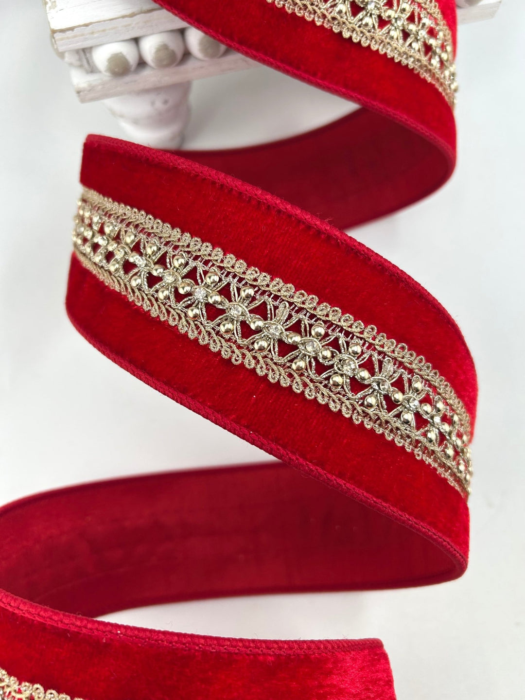 Farrisilk Red Twinkle Crest Wired Ribbon - 2.5" - Greenery MarketWired RibbonRJ002-02