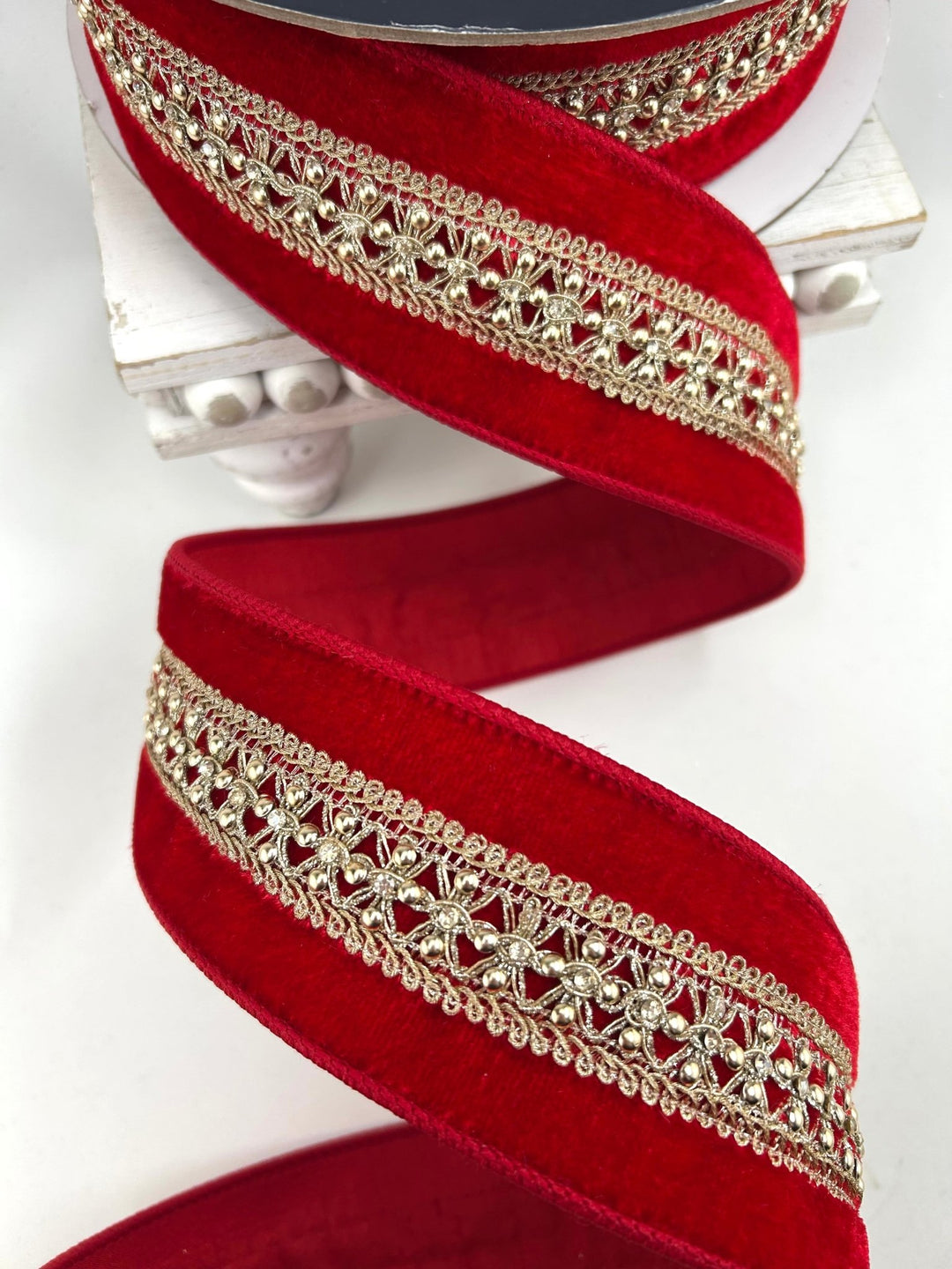 Farrisilk Red Twinkle Crest Wired Ribbon - 2.5" - Greenery MarketWired RibbonRJ002-02