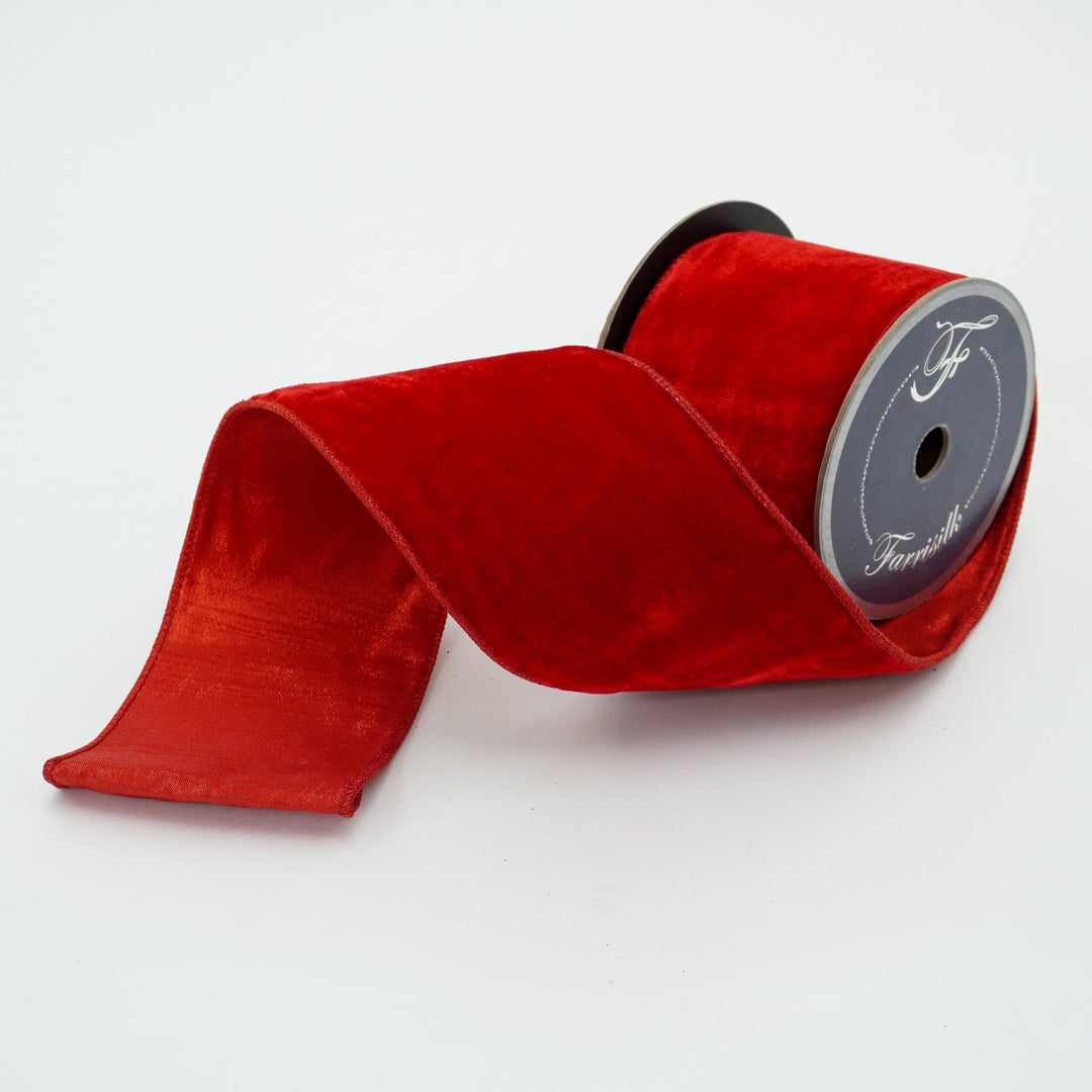 Farrisilk Red Velvet Luster Wired Ribbon - 4" - Greenery MarketWired RibbonRV003-02