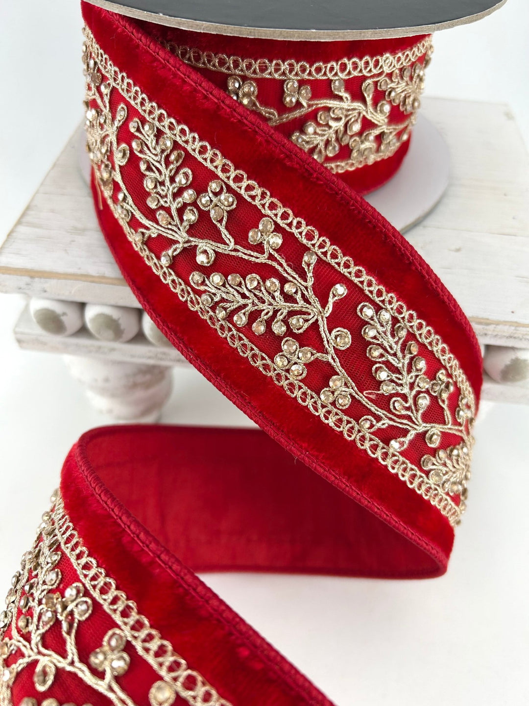 Farrisilk Red Velvet Odette Wired Ribbon - 2.5" - Greenery MarketWired RibbonRK964-02