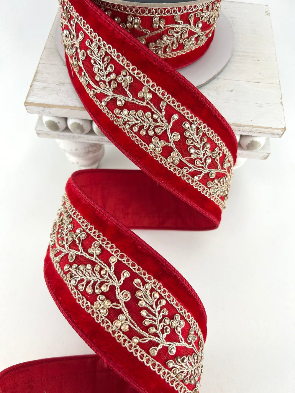 Farrisilk Red Velvet Odette Wired Ribbon - 2.5" - Greenery MarketWired RibbonRK964-02