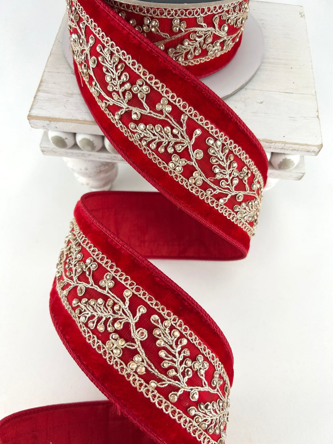 Farrisilk Red Velvet Odette Wired Ribbon - 2.5" - Greenery MarketWired RibbonRK964-02
