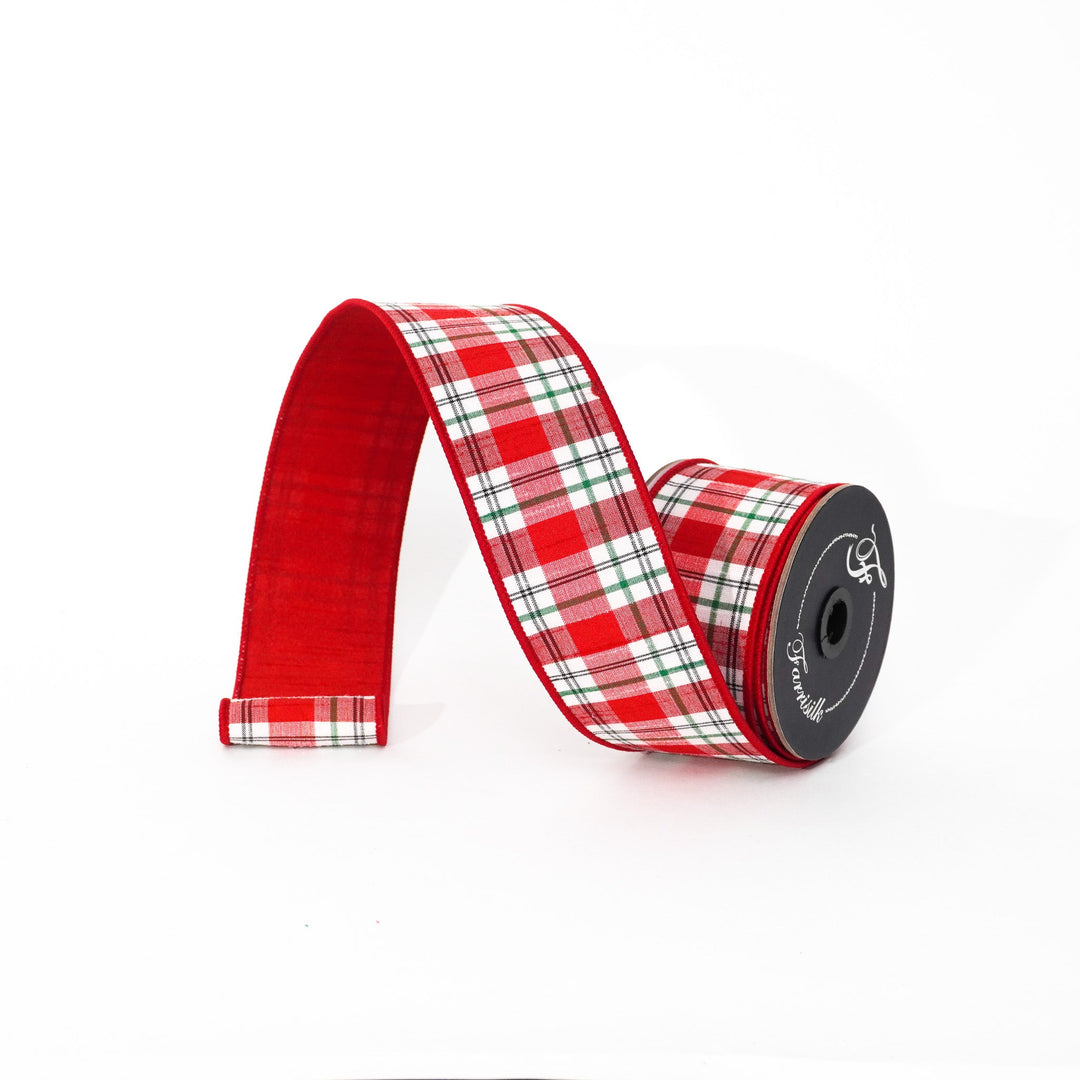 Farrisilk Red, White, & Black Christmas Plaid Wired Ribbon - 2.5" - Greenery MarketWired RibbonRM002-19