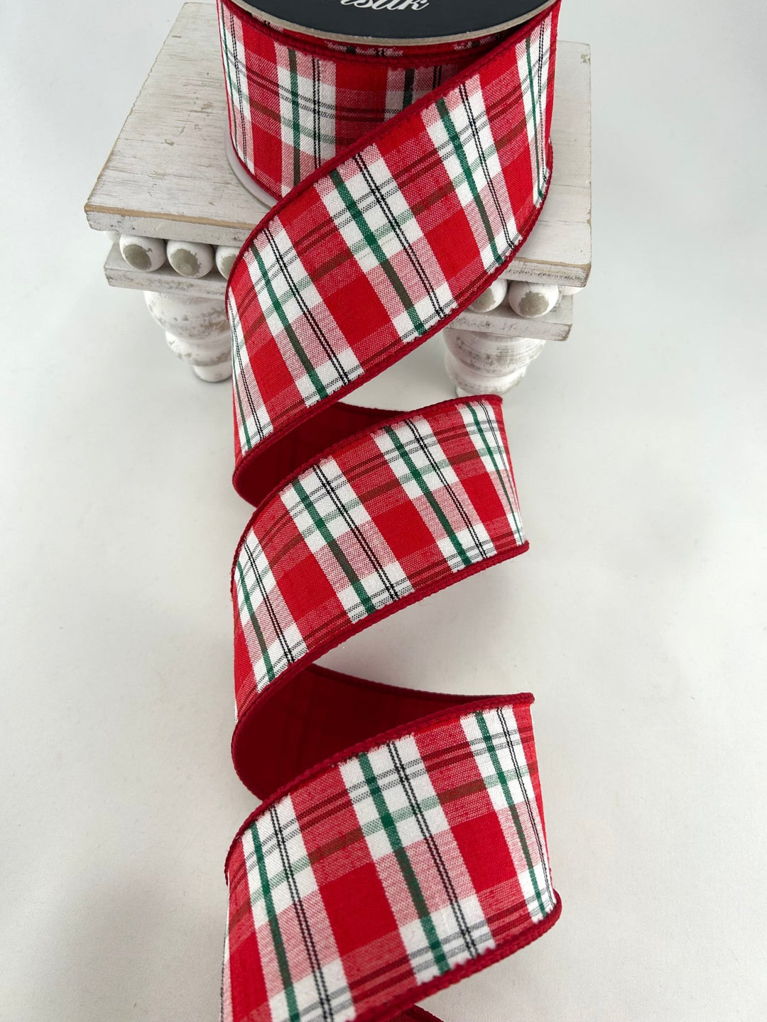 Farrisilk Red, White, & Green Christmas Plaid Wired Ribbon - 2.5" - Greenery MarketWired RibbonRM002-19