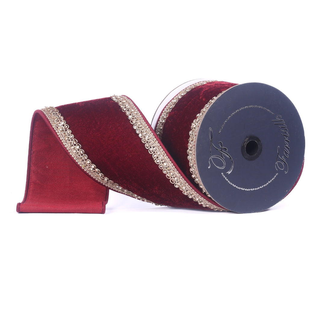 Farrisilk Ruby Plush Topaz Wired Ribbon - 4" - Greenery MarketWired RibbonRJ011-03