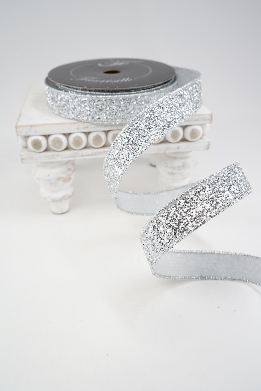 Farrisilk Silver Glitter Magic Wired Ribbon - 1" - Greenery MarketWired RibbonRS376-53
