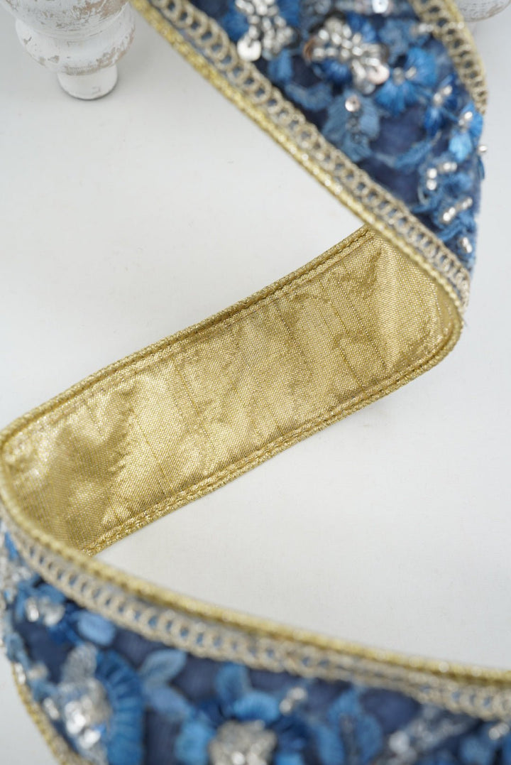 Farrisilk Steel Blue Garden Glint Wired Ribbon - 1.75" - Greenery MarketWired RibbonRK987-17