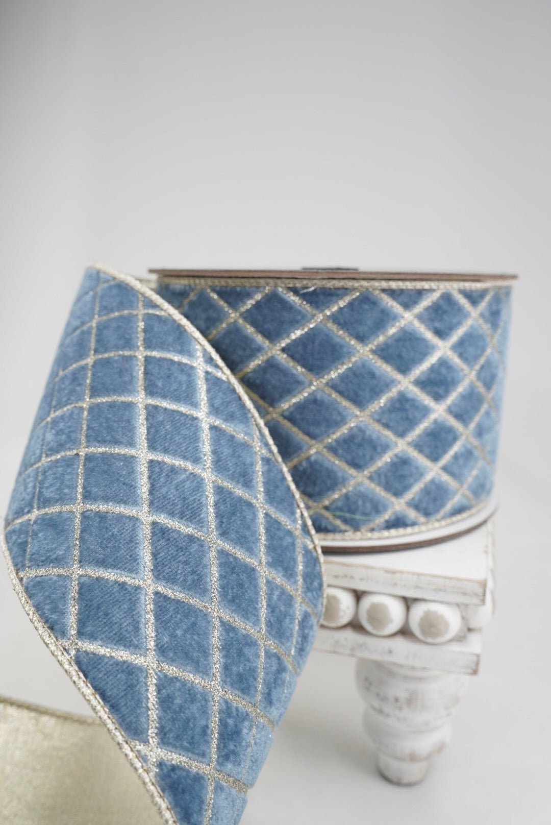 Farrisilk Steel Blue Metallic Diamond Wired Ribbon - 4" - Greenery MarketWired RibbonRG454-17