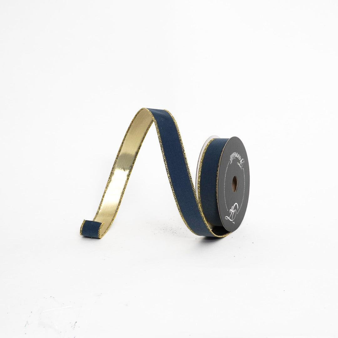Farrisilk Steel Blue Suede Velvet Wired Ribbon - 1" - Greenery MarketWired RibbonRS290-17