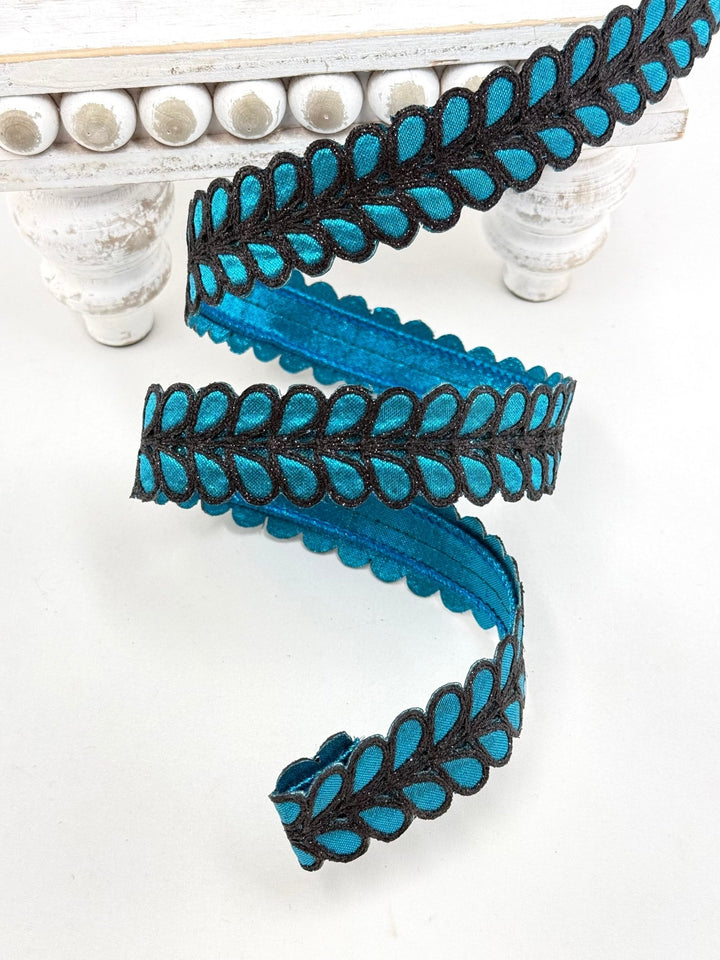 Farrisilk Turquoise Dorsum Wired Ribbon - 1" - Greenery MarketWired RibbonHR067-79