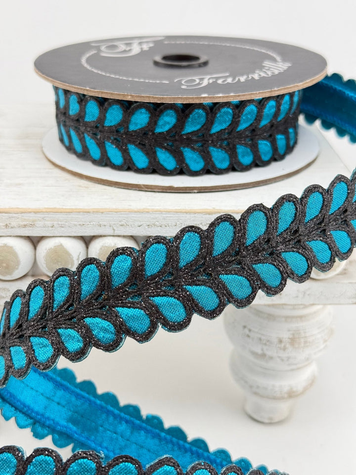 Farrisilk Turquoise Dorsum Wired Ribbon - 1" - Greenery MarketWired RibbonHR067-79
