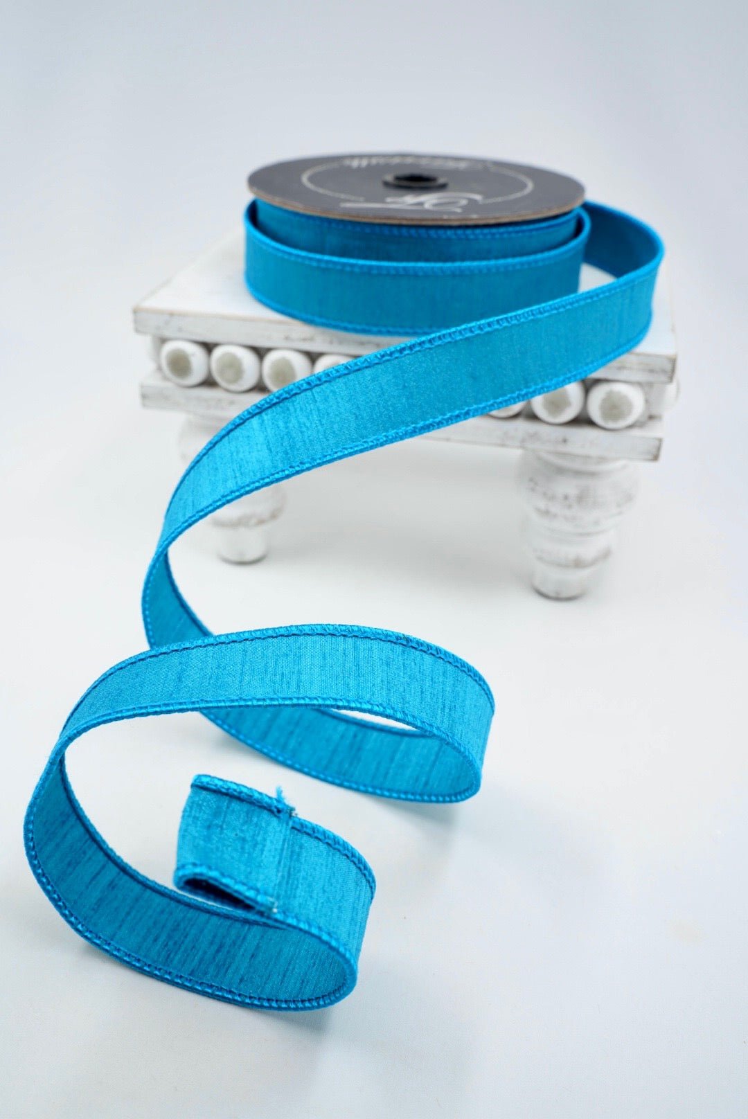 Farrisilk Turquoise Dupion Wired Ribbon - 1" - Greenery MarketWired RibbonRK608-79