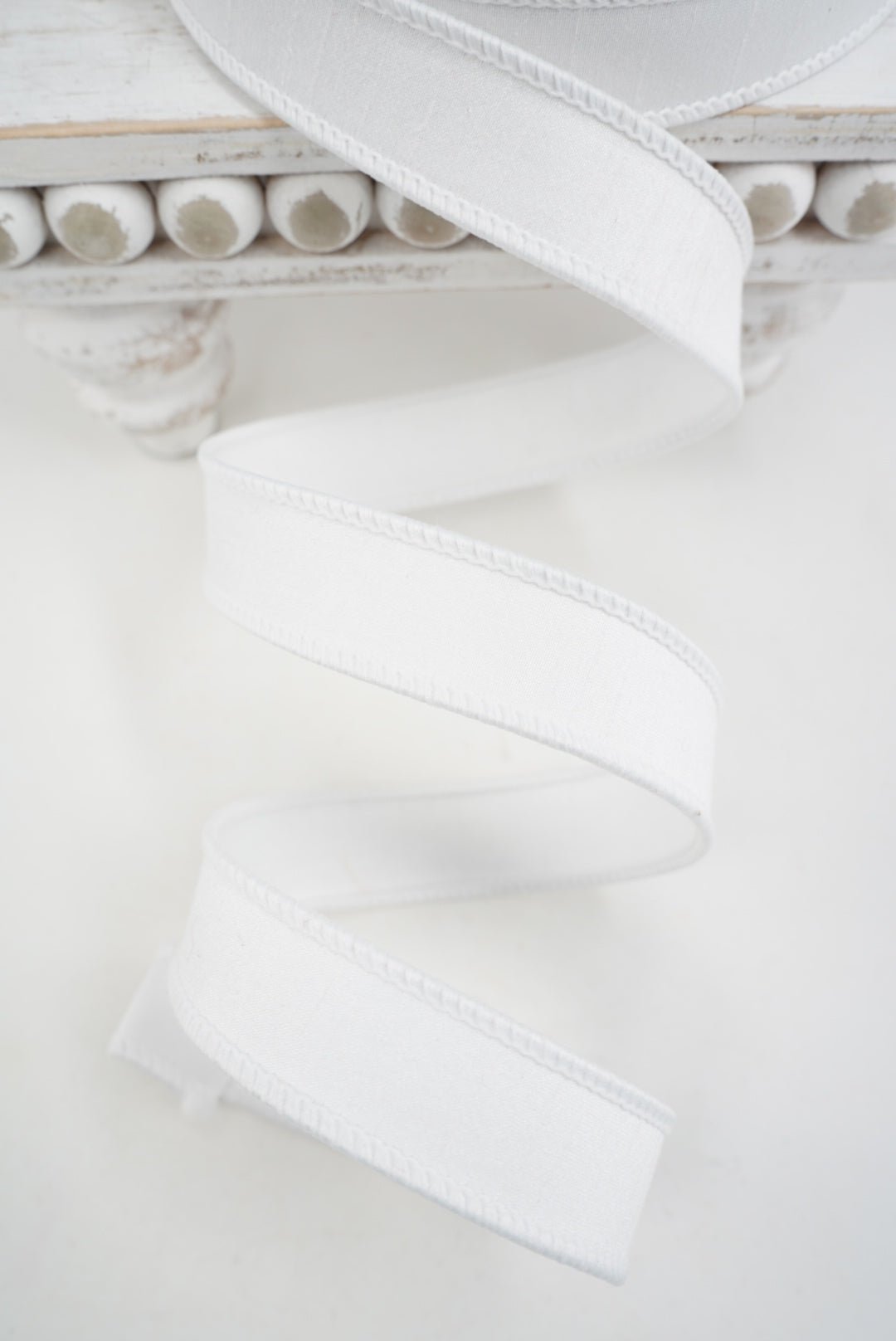 Farrisilk White Dupion Wired Ribbon - 1" - Greenery MarketWired RibbonRK608-43