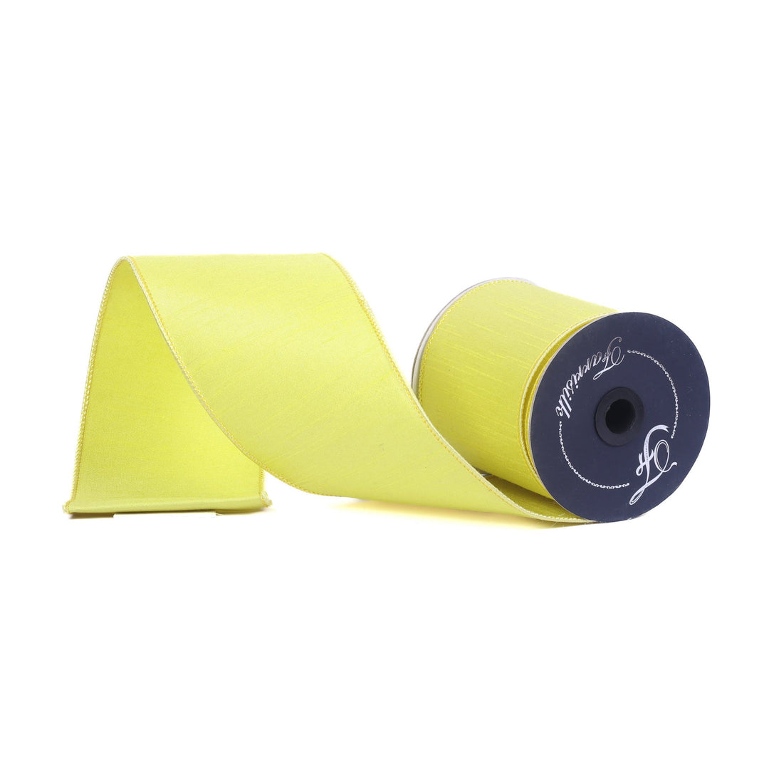 Farrisilk Yellow Silky Sheen Wired Ribbon - 4" - Greenery MarketWired RibbonSR156-46