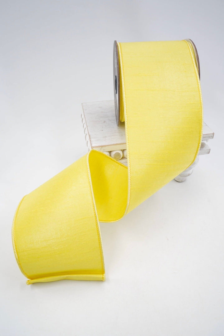 Farrisilk Yellow Silky Sheen Wired Ribbon - 4" - Greenery MarketWired RibbonSR156-46