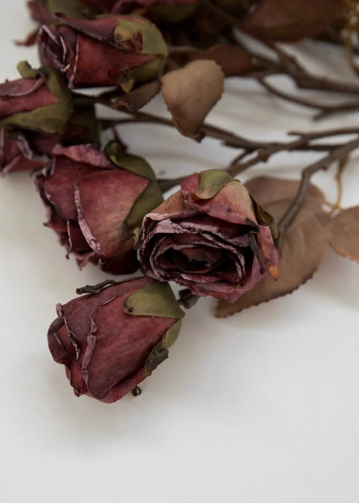 Faux dried mini rose spray bundle - burgundy - Greenery MarketArtificial Flora26242