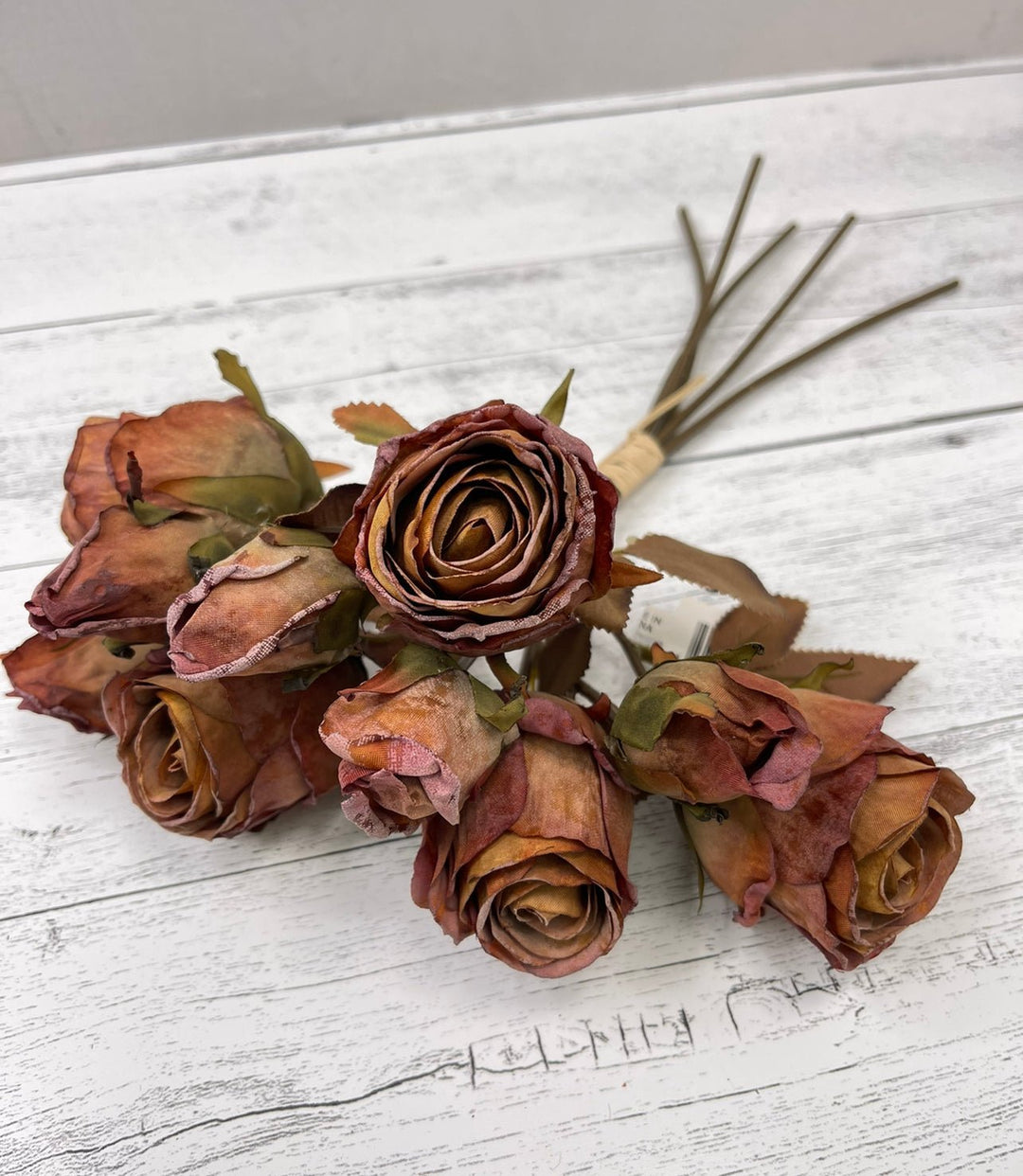 Faux dried rose bundle - antique orange - Greenery MarketArtificial Flora26444