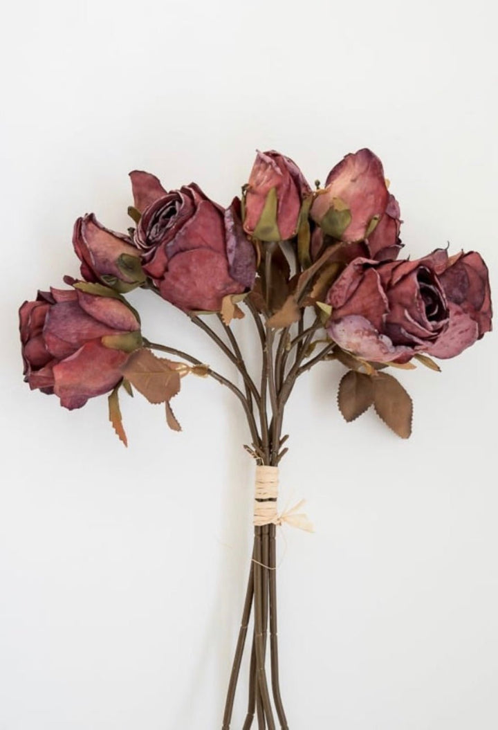 Faux dried rose bundle - burgundy - Greenery MarketArtificial Flora26443