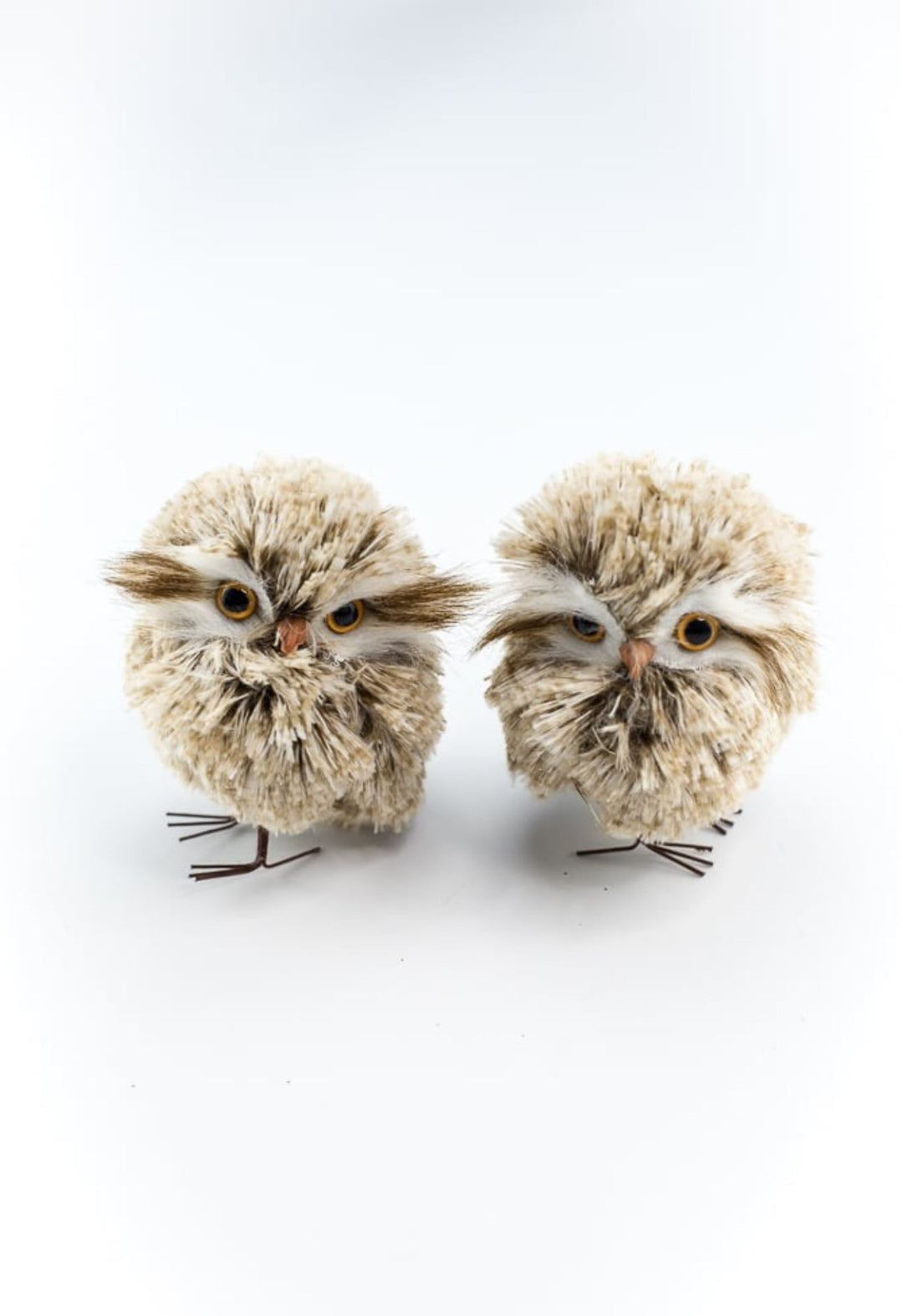 Faux Feather winter Owls set of 2 - Greenery MarketHoliday OrnamentsMTX74124 NACR